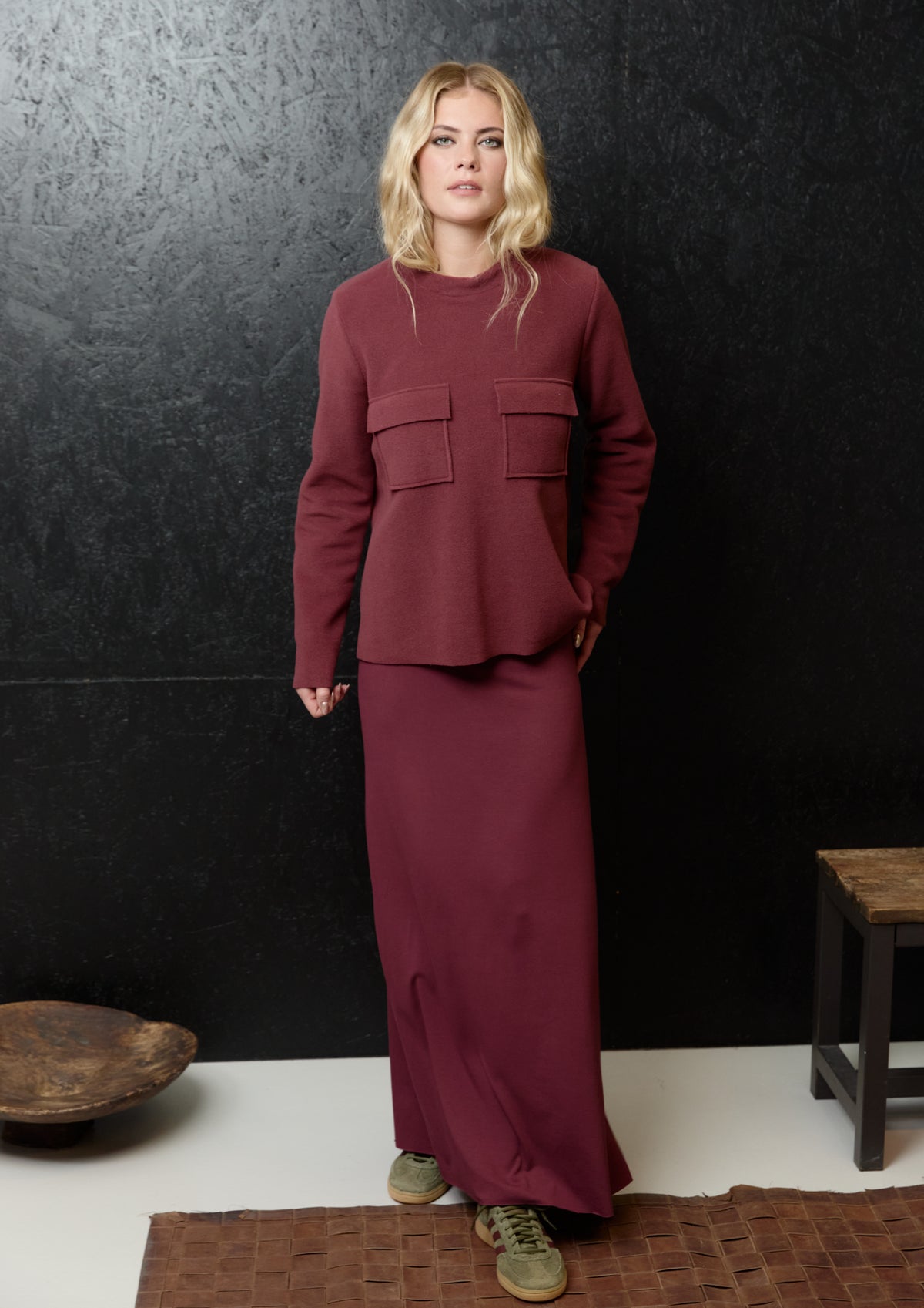 HENRIETTE STEFFENSEN COPENHAGEN BLUSE MIT TASCHEN - 1415 BLUSER BORDEAUX 474
