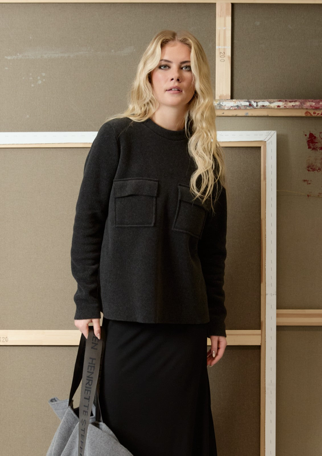 HENRIETTE STEFFENSEN COPENHAGEN BLUSE MIT TASCHEN - 1415 BLUSER SOFT BLACK 914