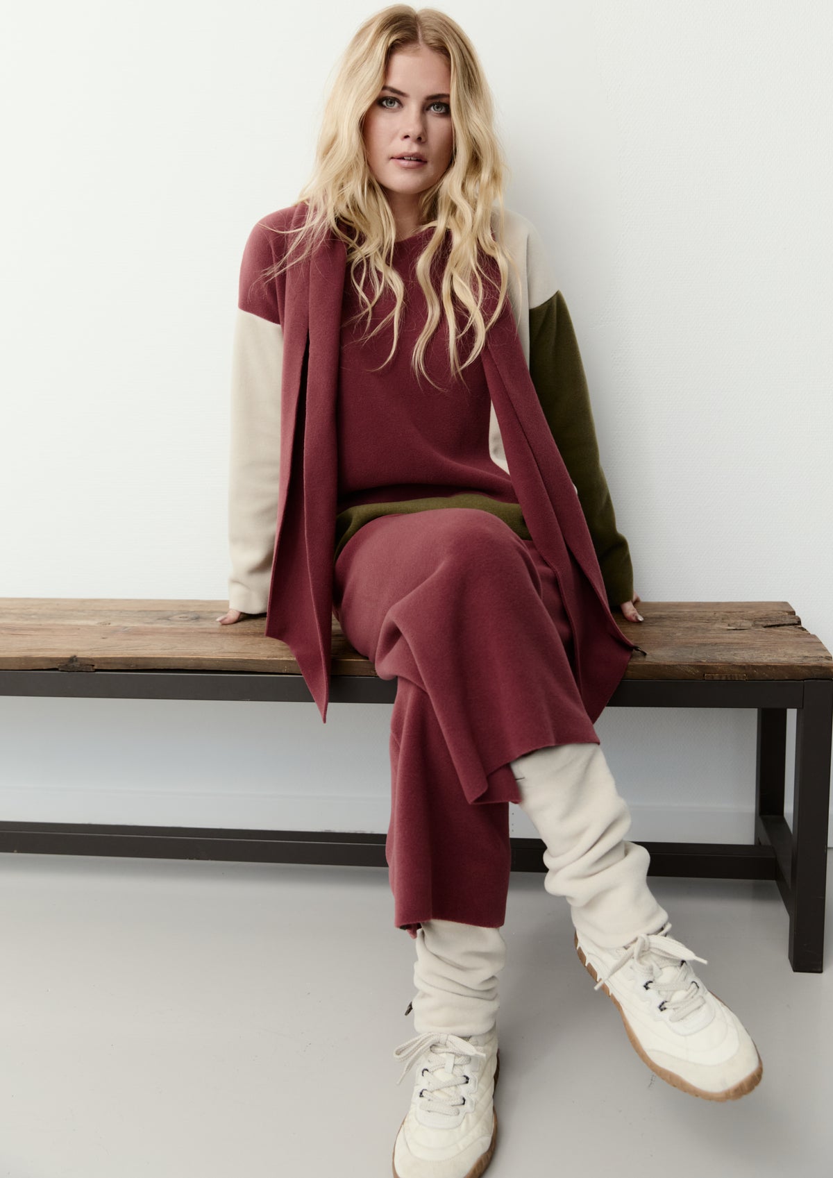 HENRIETTE STEFFENSEN COPENHAGEN BLUSE PATCH MIT SCHAL - 1412 BLUSER BORDEAUX/KIT/MOSS 118