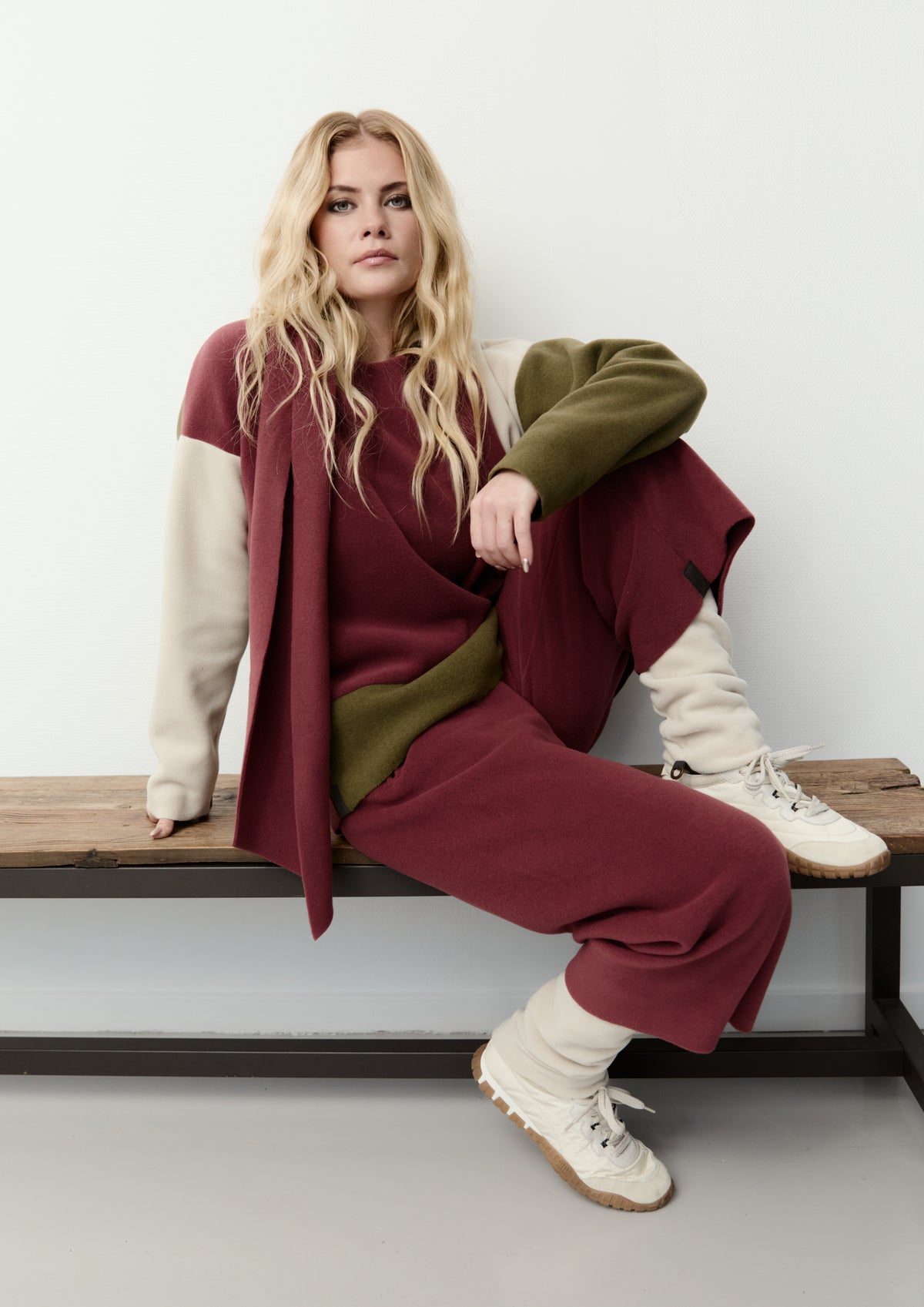 HENRIETTE STEFFENSEN COPENHAGEN BLUSE PATCH MIT SCHAL - 1412 BLUSER BORDEAUX/KIT/MOSS 118