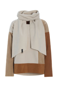 BLUSE PATCH MIT SCHAL - 1412 - CAMEL/KIT/RUST
