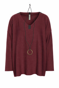 BLUSE V-AUSSCHNITT - 1410 - BORDEAUX