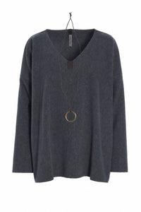 BLUSE V-AUSSCHNITT - 1410 - GREY