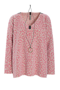 BLUSE V-AUSSCHNITT - 1410P - PINK LEO