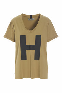 BLUSE V-AUSSCHNITT DRUCK - 96082H - OLIVE