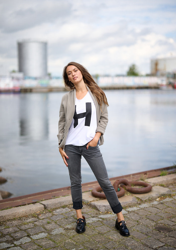 HENRIETTE STEFFENSEN COPENHAGEN BLUSE V-AUSSCHNITT DRUCK - 96082H T-SHIRTS WHITE 816