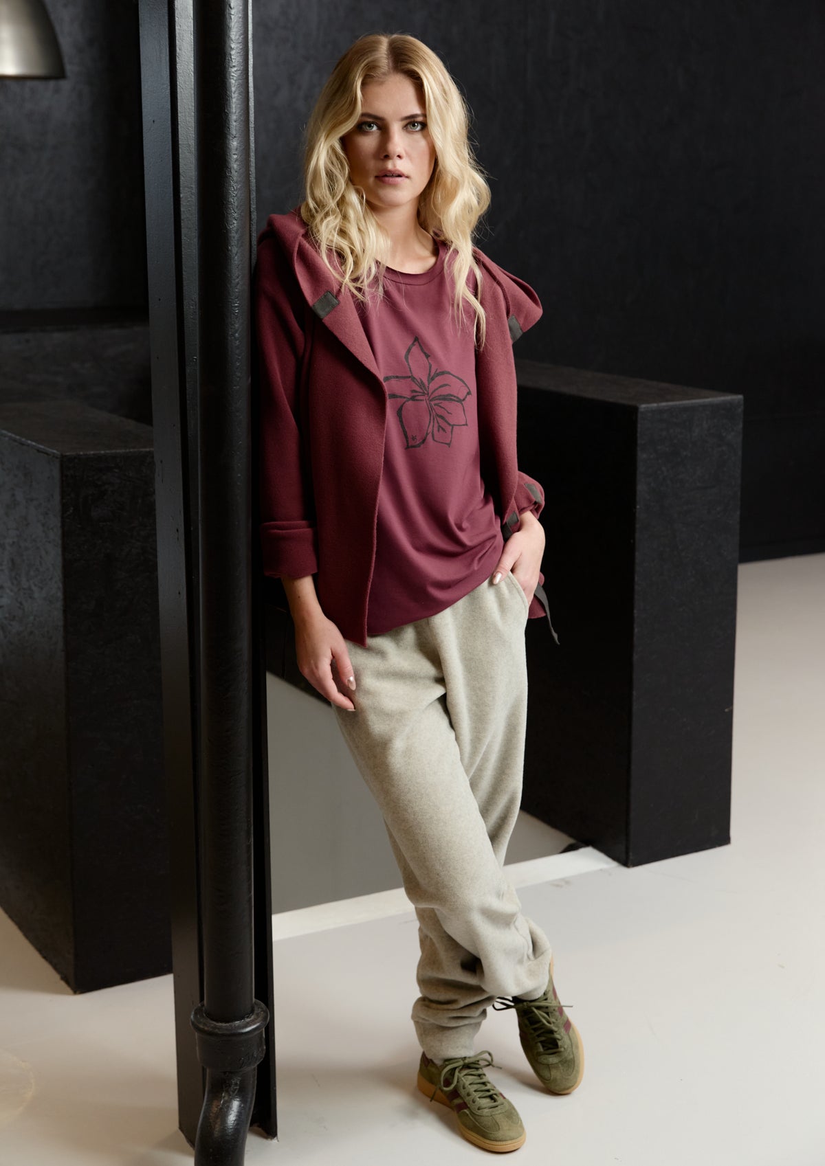 HENRIETTE STEFFENSEN COPENHAGEN KLASSISCHE FLEECE WICKEL CARDIGAN - 1009 CARDIGANS BORDEAUX 474