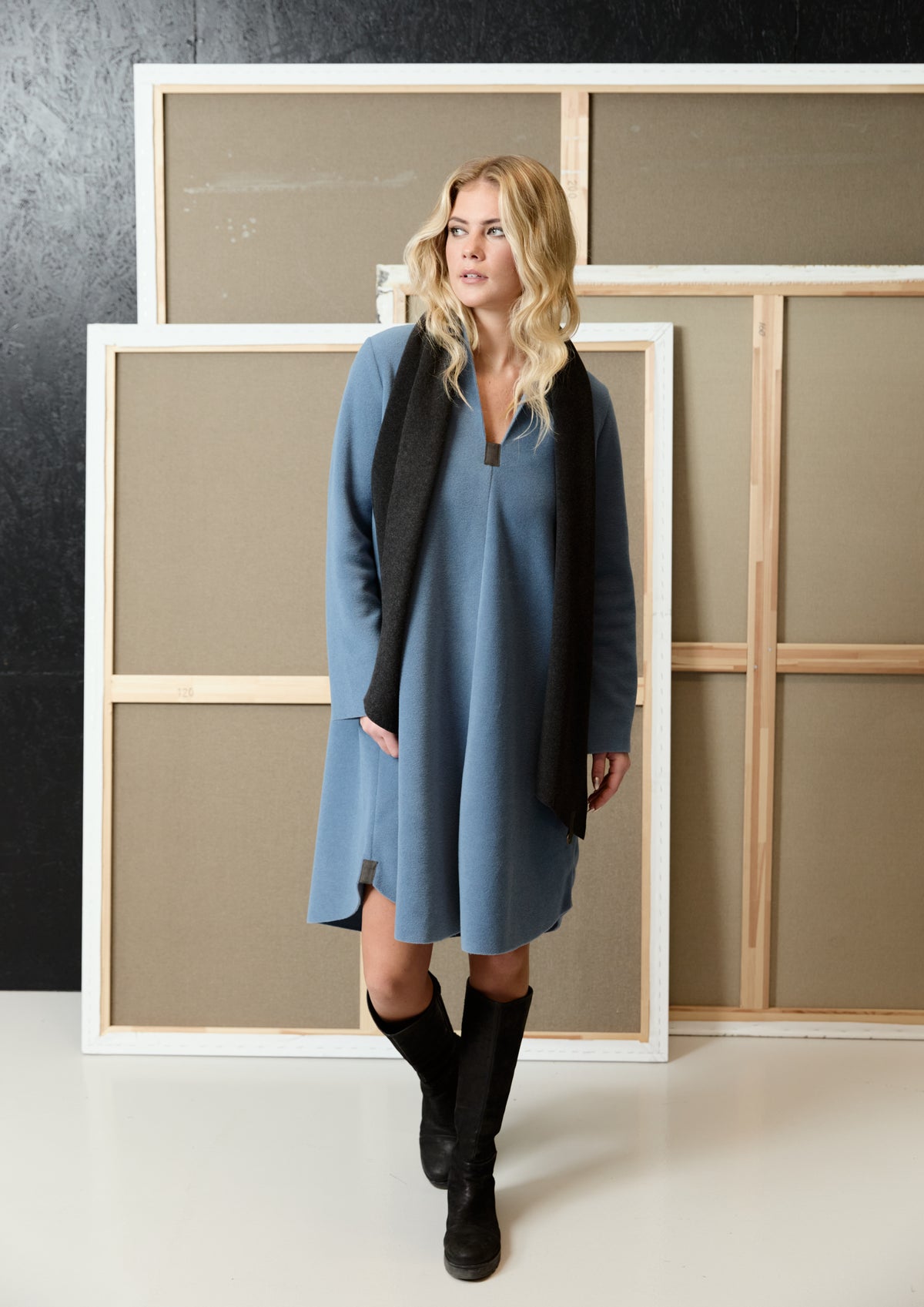 HENRIETTE STEFFENSEN COPENHAGEN KLEID - 3257 KJOLER DUSTY BLUE 794