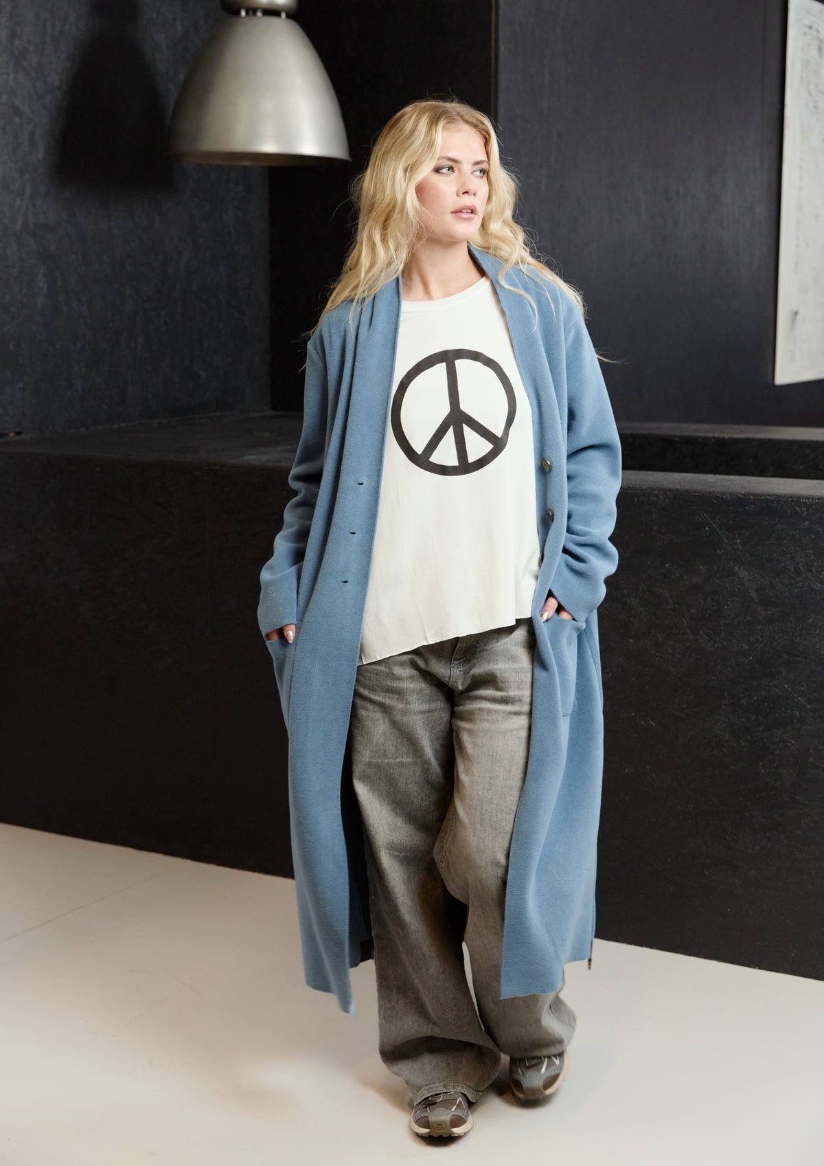 HENRIETTE STEFFENSEN COPENHAGEN LANGER CARDIGAN - 7162 CARDIGANS DUSTY BLUE 794