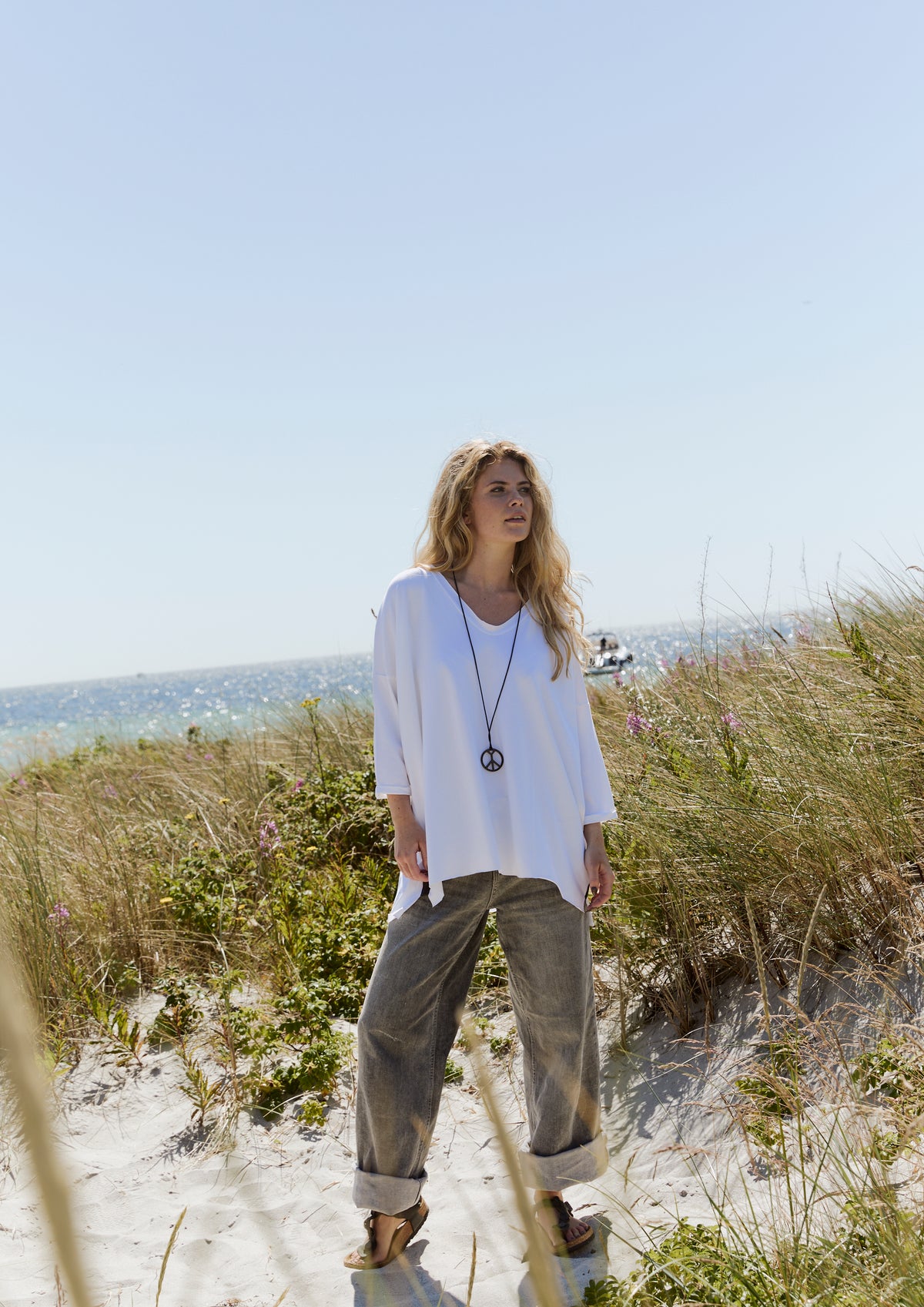 HENRIETTE STEFFENSEN COPENHAGEN OVERSIZED BLUSE V-AUSSCHNITT - 96078 BLUSER WHITE 816