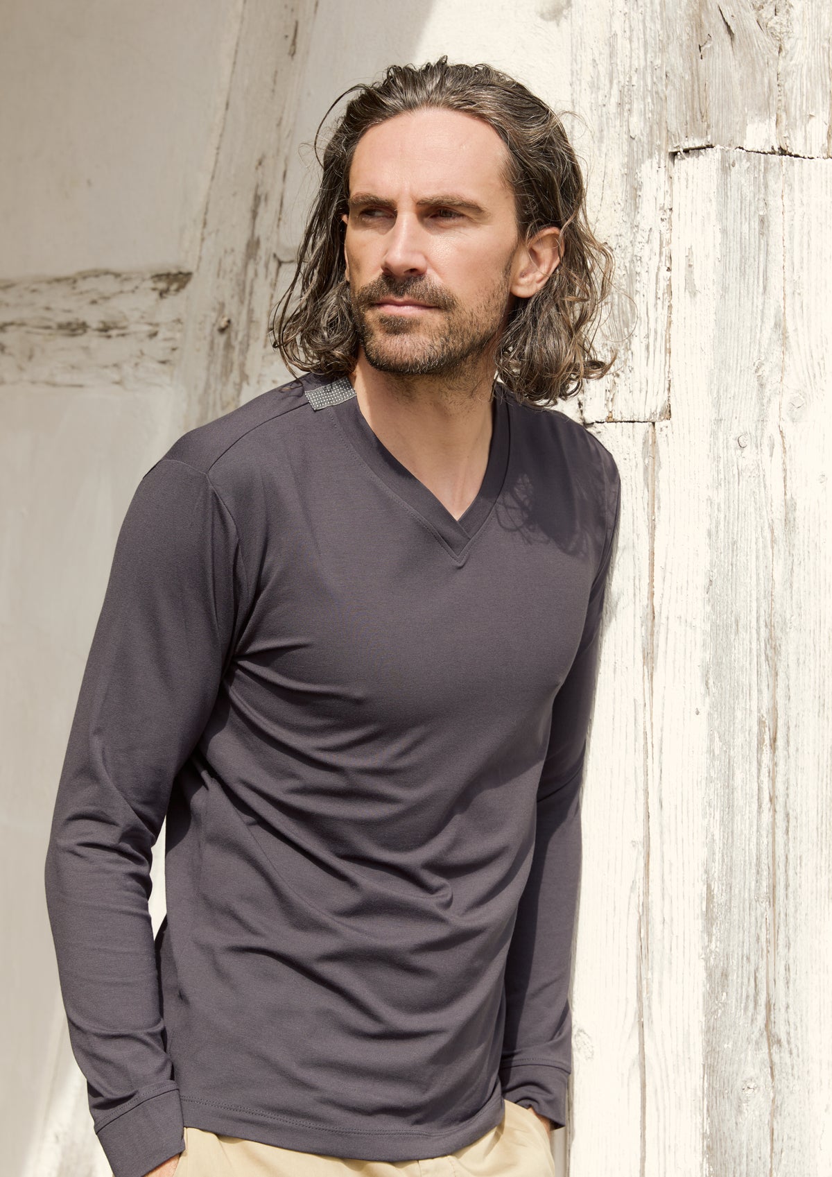 CARL BY STEFFENSEN COPENHAGEN T-SHIRT V-AUSSCHNITT LANGARM - 1021C T-SHIRTS DEEP BLUE 502