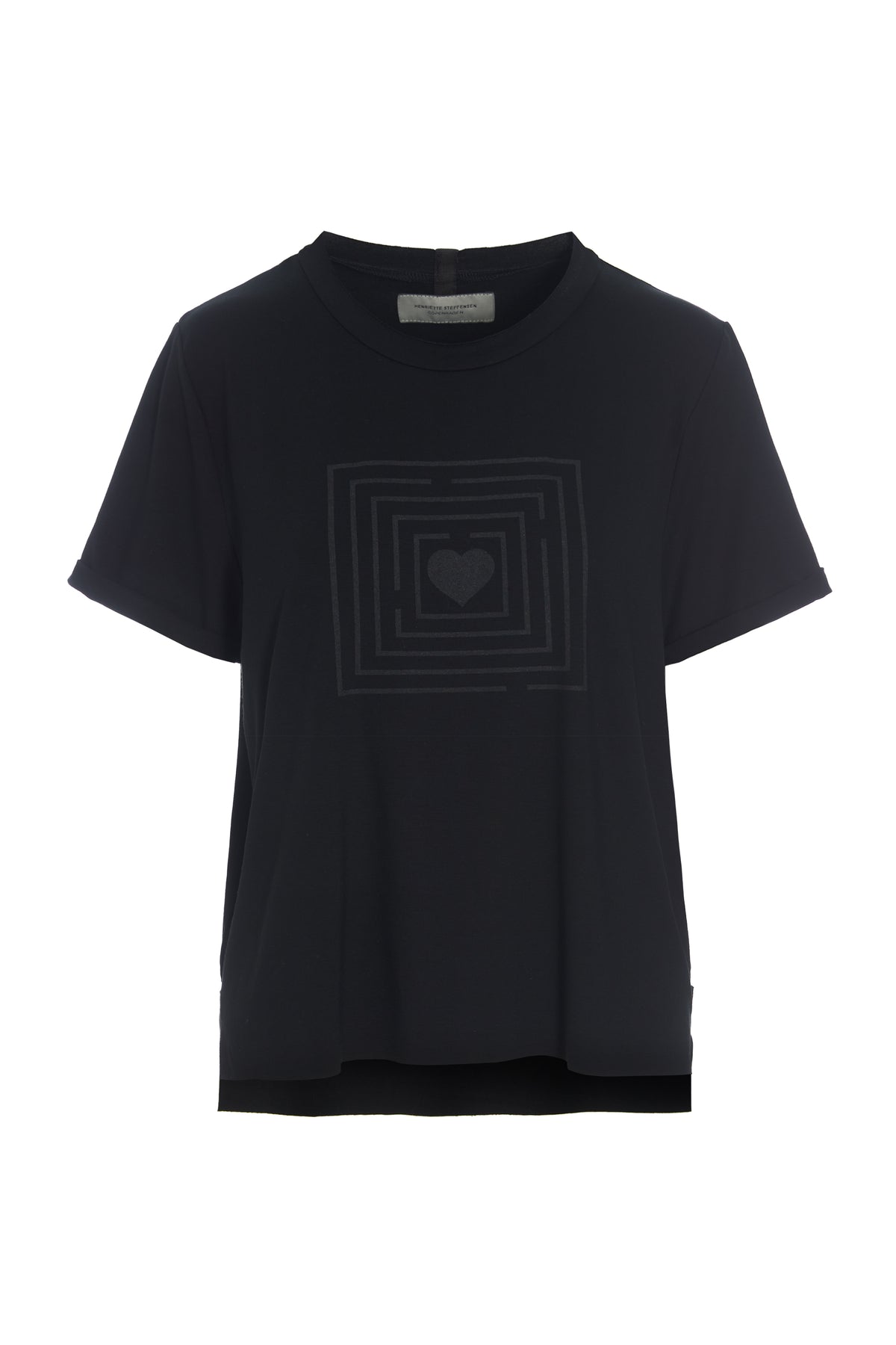 HENRIETTE STEFFENSEN COPENHAGEN TEE LABYRINTH PRINT - 96099 T-SHIRTS BLACK 900