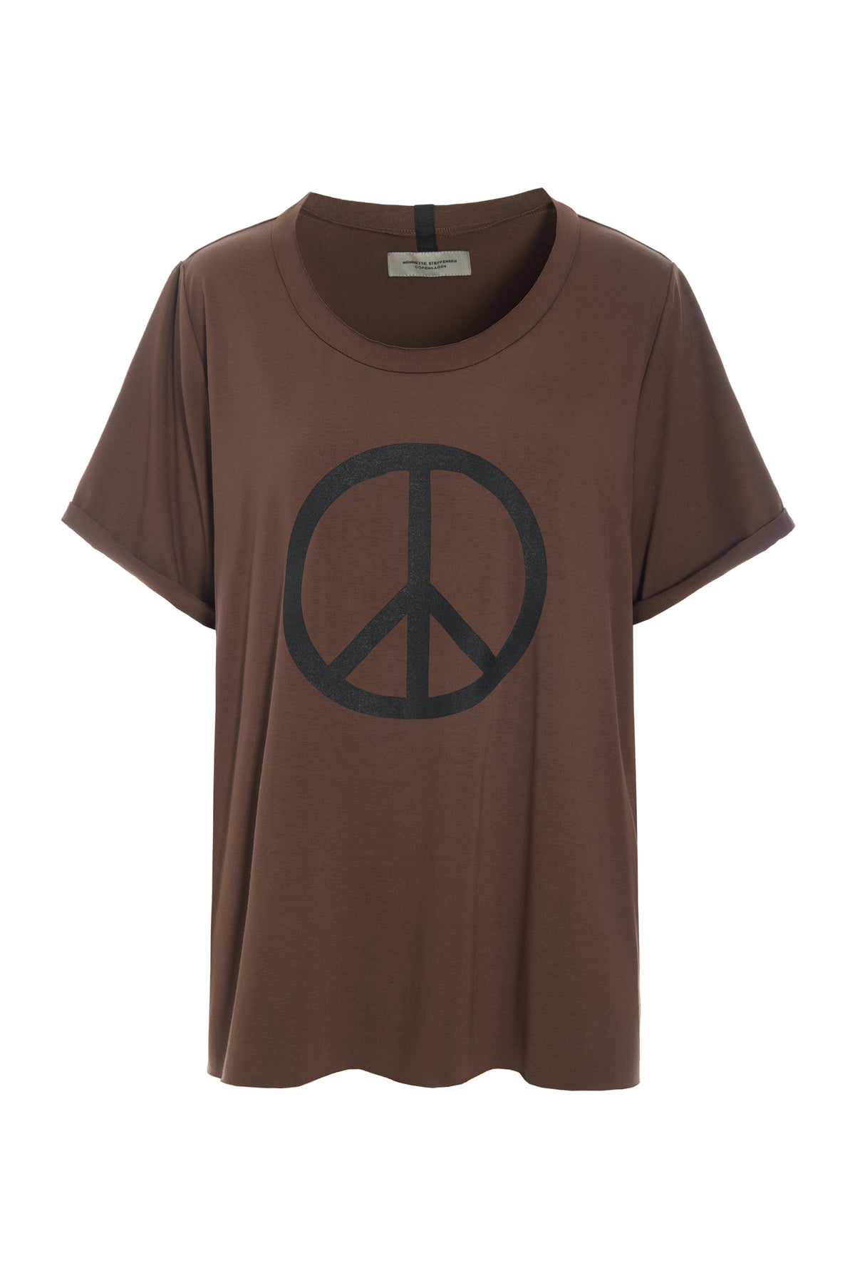 HENRIETTE STEFFENSEN COPENHAGEN TEE PEACE PRINT - 96066 T-SHIRTS CHOCOLATE 844
