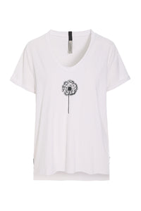 V-NECK TEE FLOWER - 96105 FLOWER - WHITE
