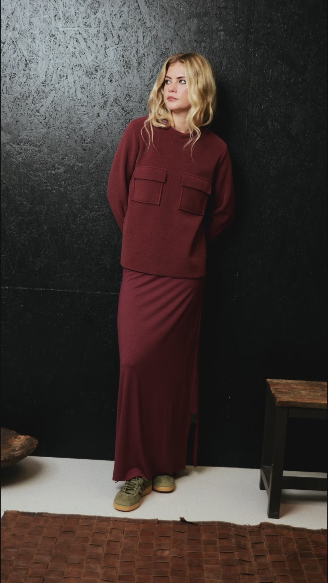 HENRIETTE STEFFENSEN COPENHAGEN BLUSE MIT TASCHEN - 1415 BLUSER BORDEAUX 474
